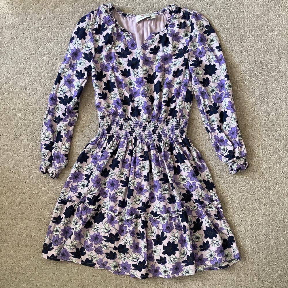 VINEYARD VINES purple floral tween dress, Girls' Medium (12-14).